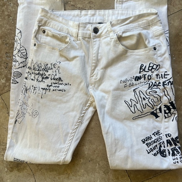 Young and Reckless white printed skinny jeans size 30 good condition - Picture 10 of 13